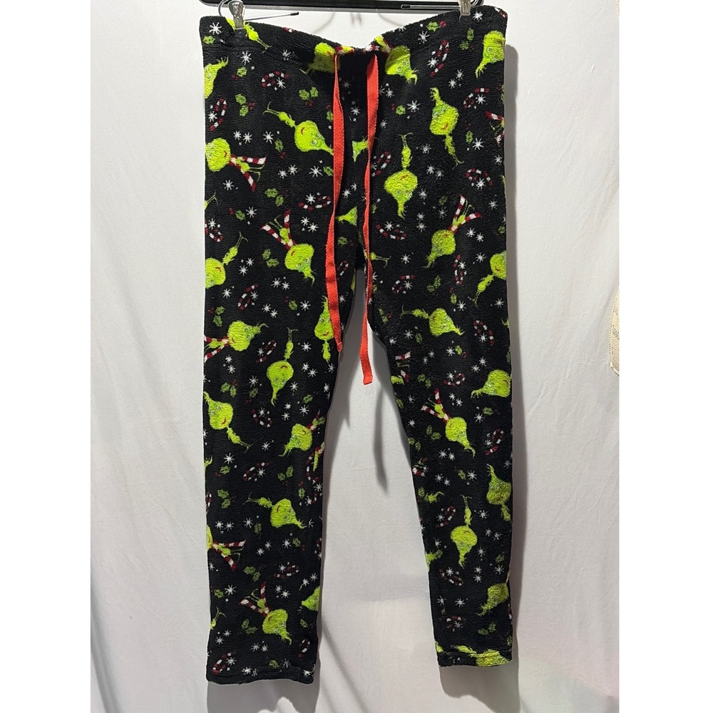 Dr Seuss The Grinch Christmas Fleece Pajama Pants Black Plus Size 1X Holiday